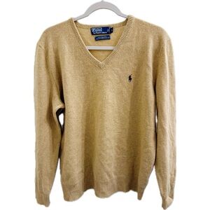 Vintage Polo Ralph Lauren Lambs Wool V Neck Sweater in Camel